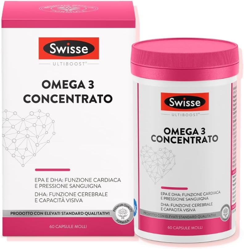 Detalle de Swisse Omega 3 Concentrato 60 capsule molli – EPA 648 mg e DHA 432 mg per porzione, certificato IFOS 5*, gusto vaniglia
