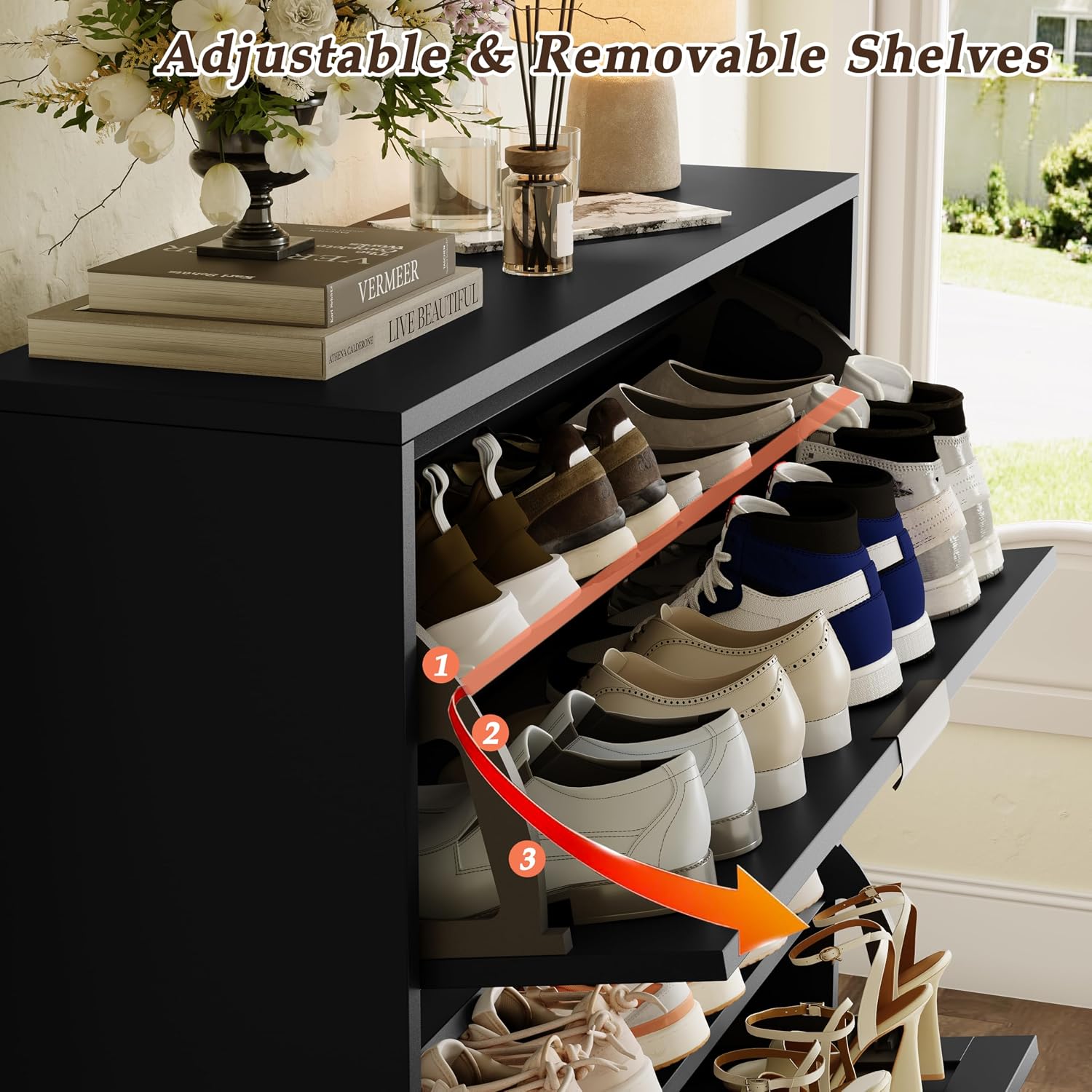 Detalle de IAISRO Shoe Storage Cabinet, 9.3-Inch Deep