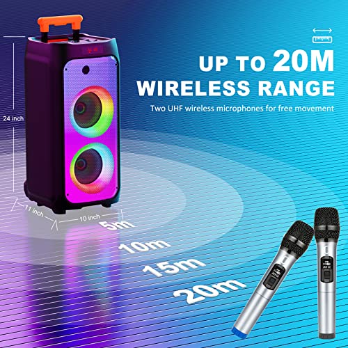 Detalle de JYX Karaoke Profesional 500W con 2 Micrófonos Inalámbricos: karaoke móvil para fiestas