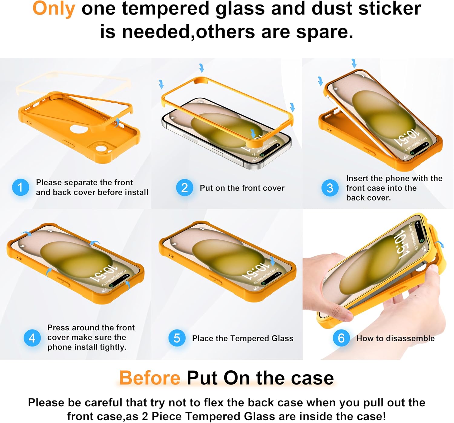 Thumbnail 6 de ORETECH Funda iPhone 15 Amarillo con Protector y Protección 15FT