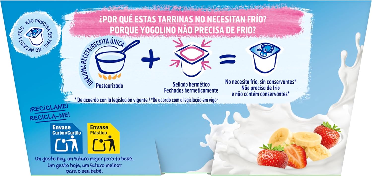 Detalle 2 de Nestlé Yogolino Fresa Plátano 🥄 Pack 6 (4x100g) a partir de 8 meses
