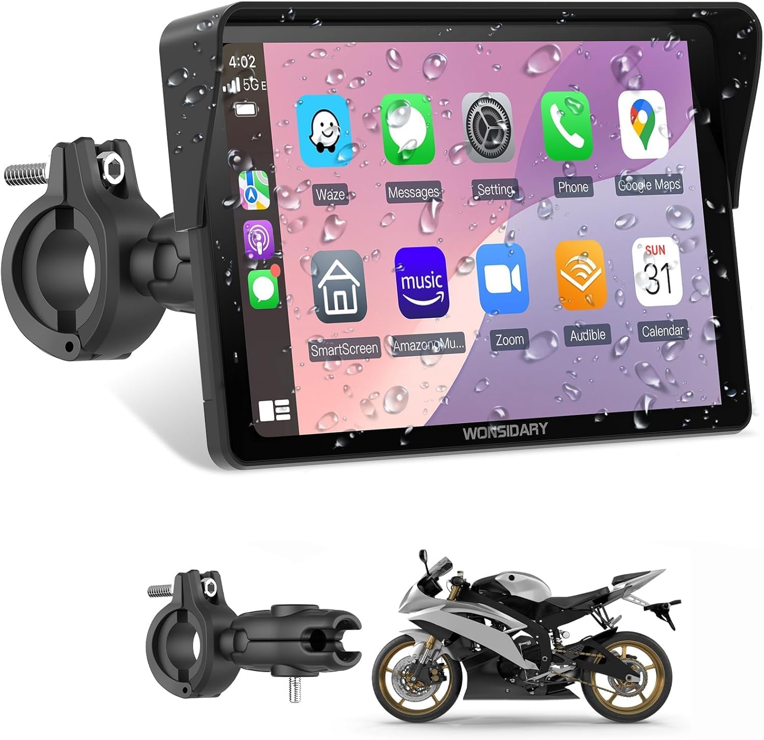 Detalle de Wonsidary W722 CarPlay per moto 7 pollici