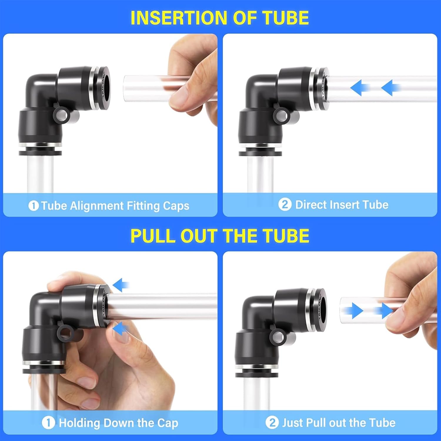 Detalle de TAILONZ PNEUMATIC Black Elbow 6mm Tube OD Push to Connect Fittings (Pack of 10)
