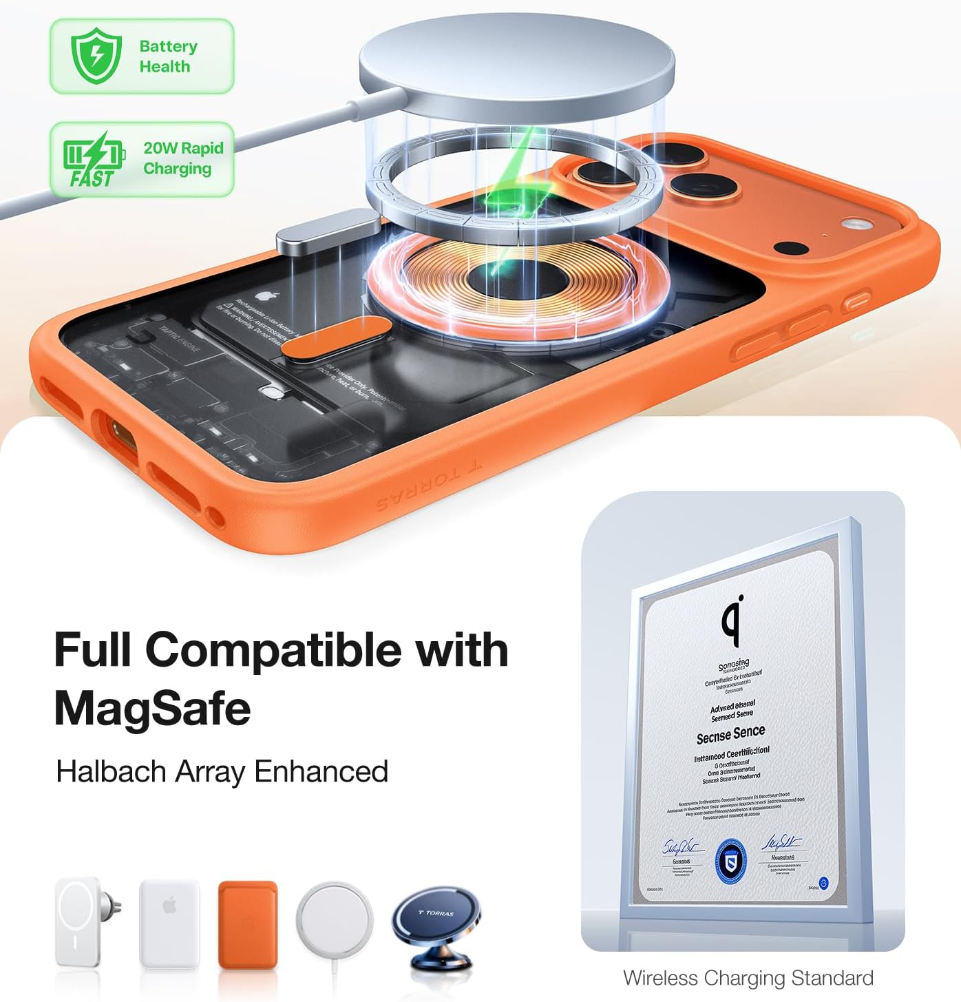 Thumbnail 5 de TORRAS for iPhone 17 Pro Case with MagSafe — 12FT Military-Grade Shockproof, Orange