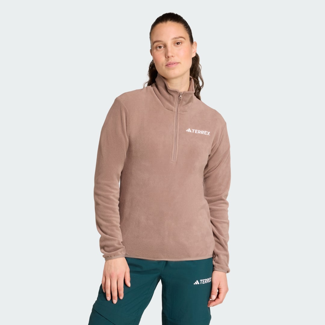 Detalle de Sudadera de felpa con cremallera hasta el pecho Multi Essentials de Adidas — color Marrón