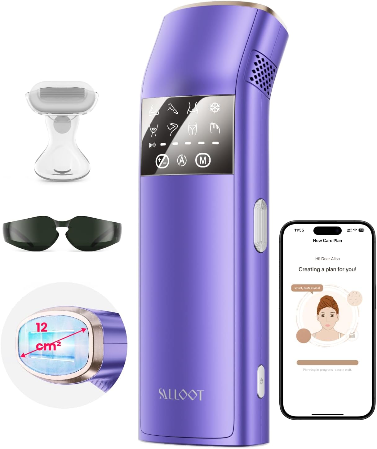 Epilatore laser IPL 25J con triplo impulso e zaffiro a 3°C (viola) – per uomo e donna