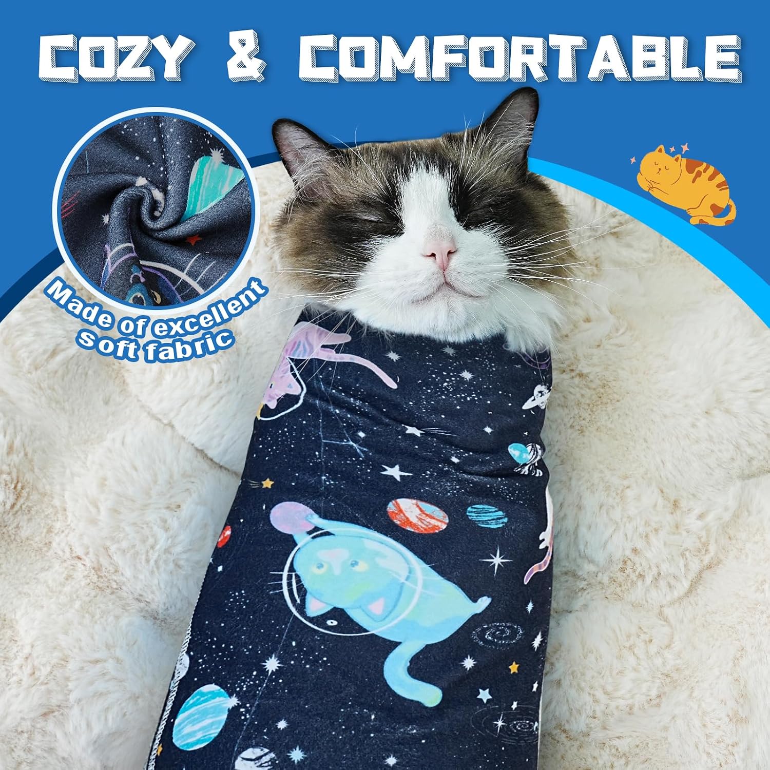 Detalle de Supet Cat Grooming Wrap, Self-Adherent Plush Swaddle for Nail Trimming