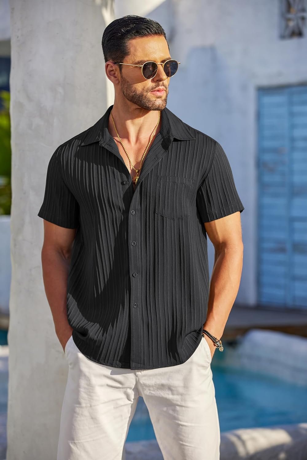 Thumbnail 2 de COOFANDY Casual Short Sleeve Beach Shirt 🌴