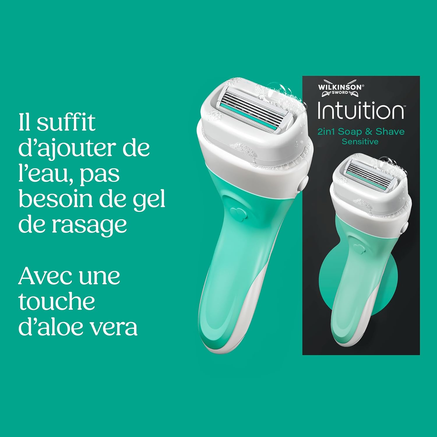 Detalle de Wilkinson Sword Intuition 2in1 Soap & Shave Sensitive pour femme — 3 recharges + une offerte
