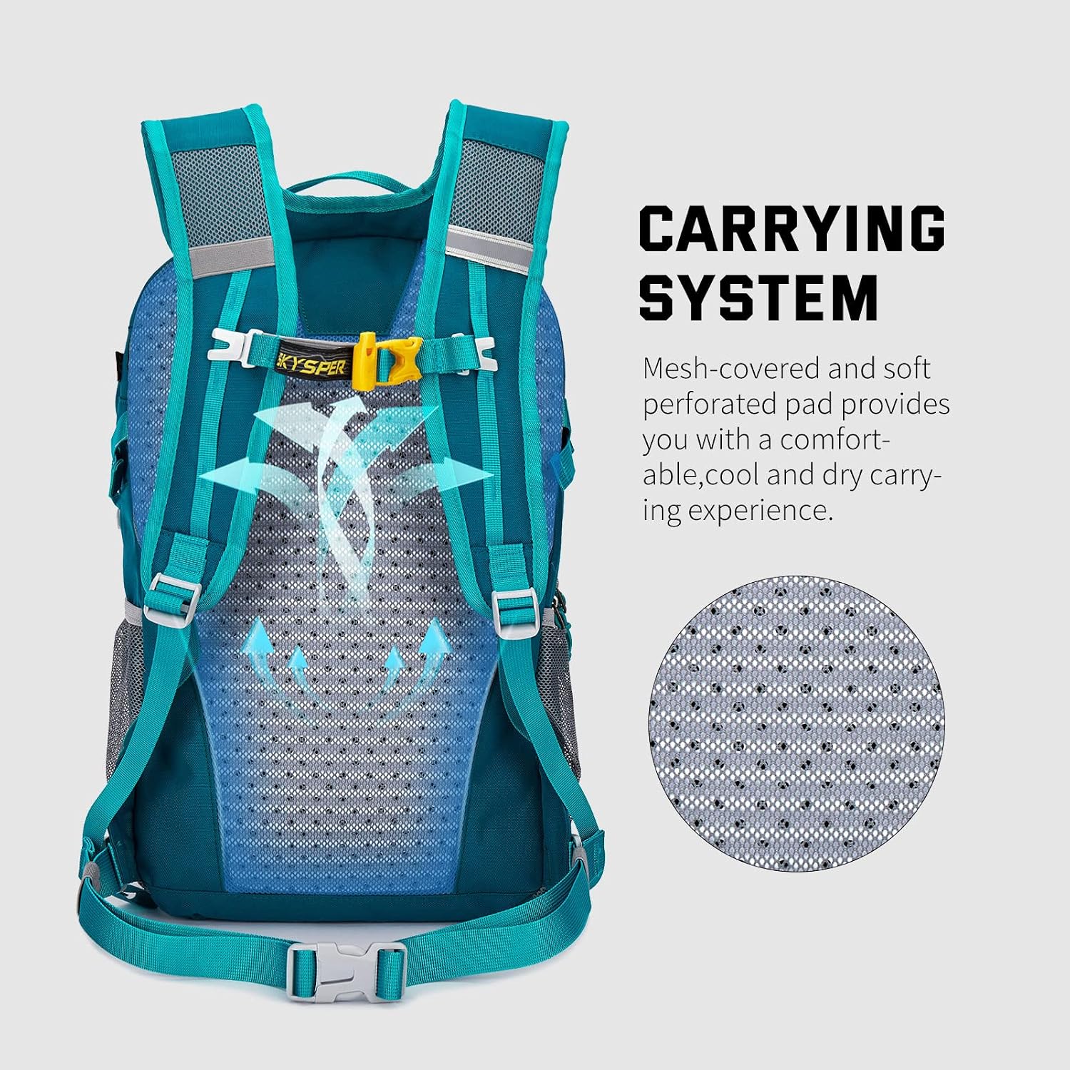 Detalle de SKYSPER Leicht Wanderrucksack 20L – kompakt, atmungsaktiv und vielseitig