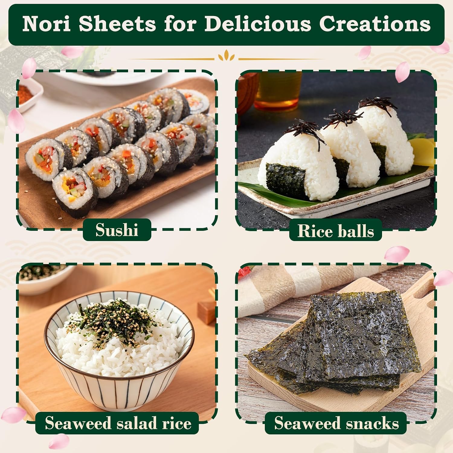 Thumbnail 4 de Rylenor Nori Sheets, 25 Count, 7.5 x 8.3-Inch Roasted Seaweed