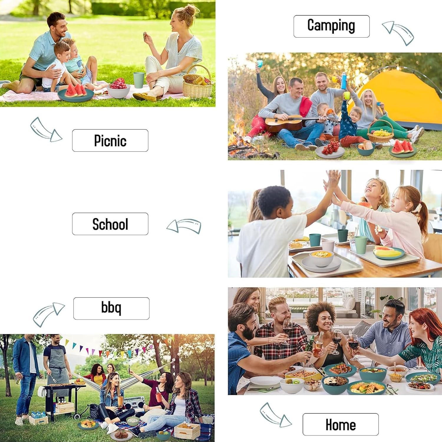 Thumbnail 6 de 45Pcs Camping Cutlery Sets for 4: Unbreakable Plastic Dinnerware for Outdoor Adventures