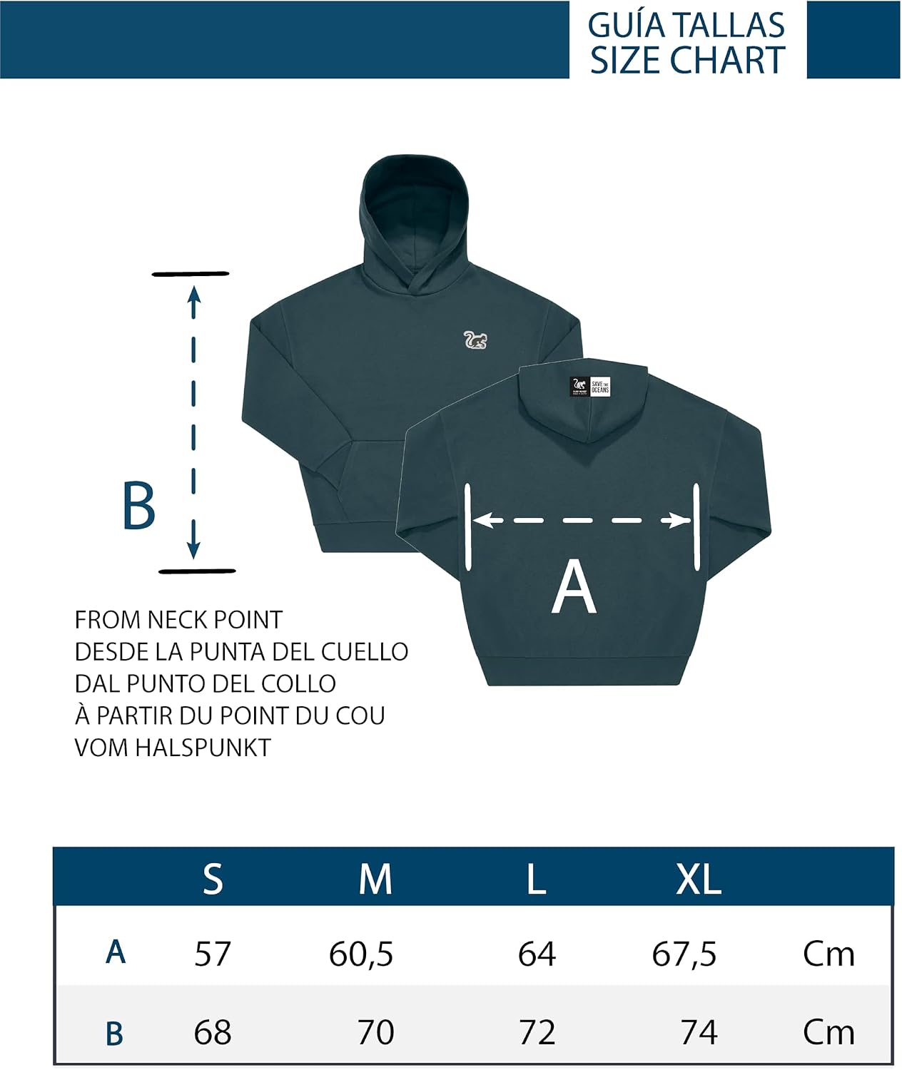 Detalle de Surf Monkey Hoodie oversize con cappuccio in cotone biologico 350 GSM