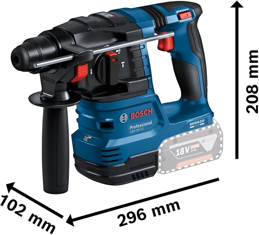 Detalle 2 de Bosch GBH 18V-22 ⚒️ Martillo perforador a batería con SDS plus