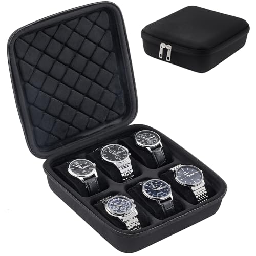 Detalle de ProCase Estuche para Relojes de Viaje - Caja rígida con 6 ranuras, protección en EVA y interior de terciopelo