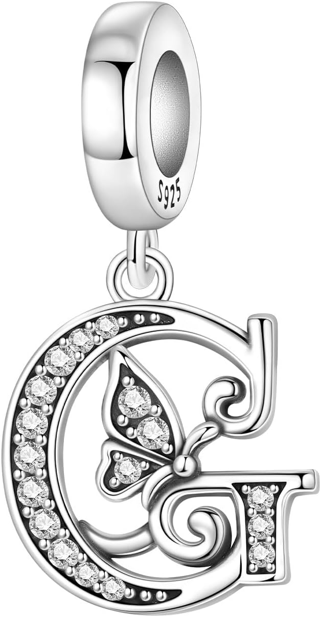 Detalle de CYCUFF Ciondolo a forma di lettera A farfalla in argento 925 per braccialetti e collane