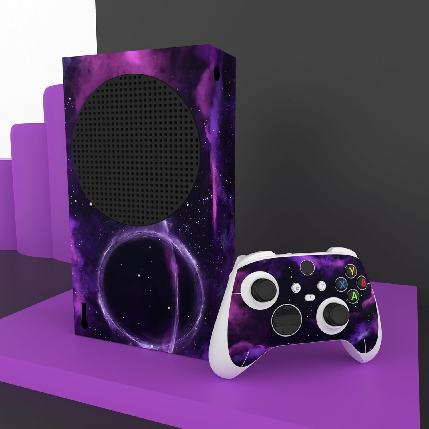 Detalle de Playvital Purple Deep Space Custom Vinyl Skins for Xbox Series S (Console + Controller)