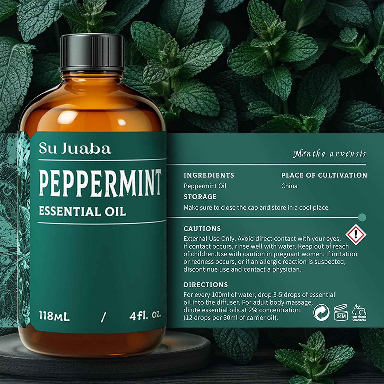 Thumbnail 6 de SU JUABA Peppermint Oil 4 Fl Oz (118ml) - 100% Pure & Natural Essential Oil
