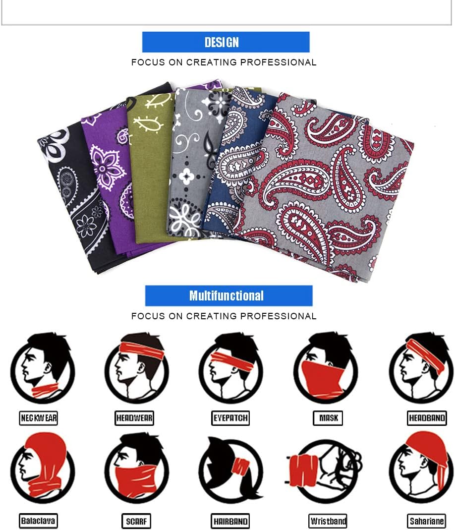 Thumbnail 6 de 6 Stück Nahtlose Bandanas Multifunktionstuch – elastisches Stirnband & Gesichtsmaske (UV-resistent)