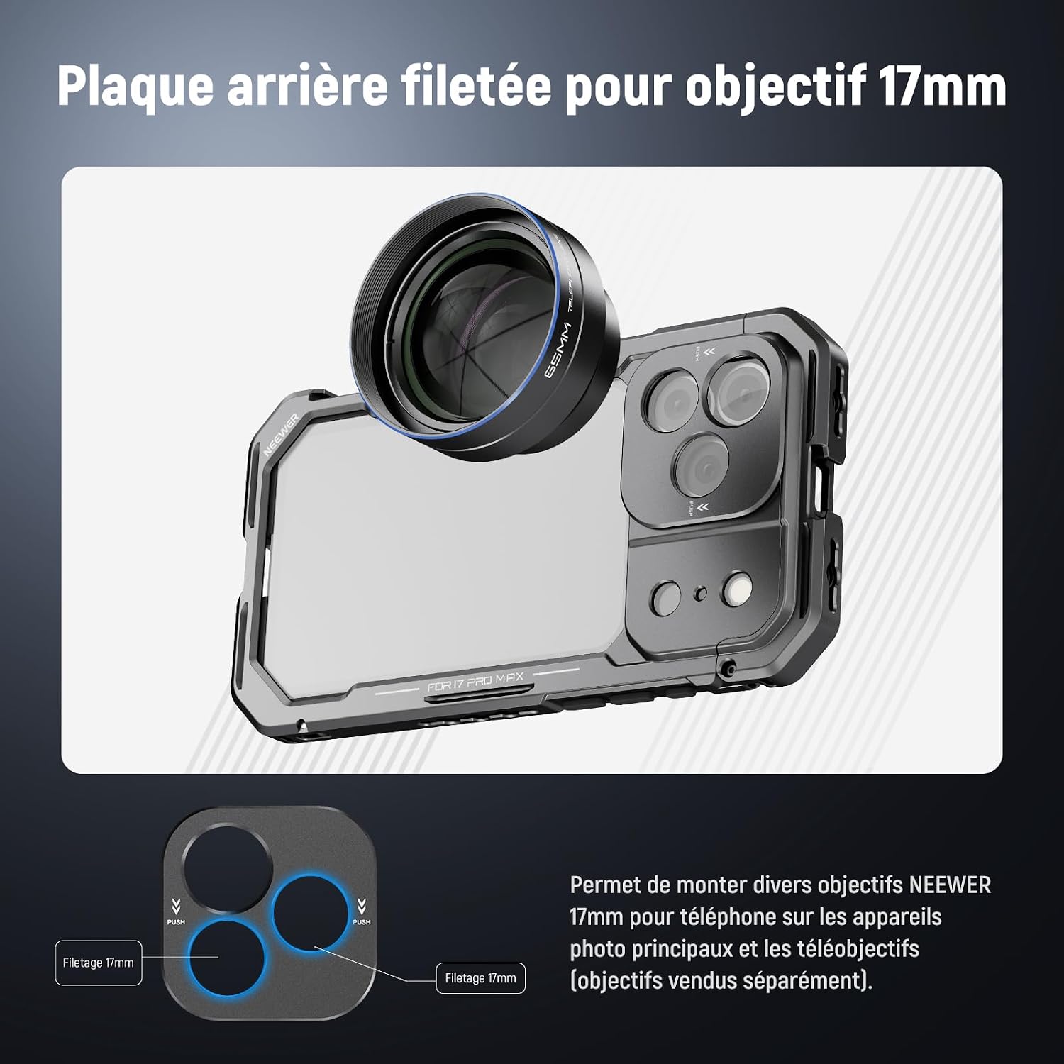 Detalle de NEEWER PA144 Cage pour iPhone 17 Pro Max
