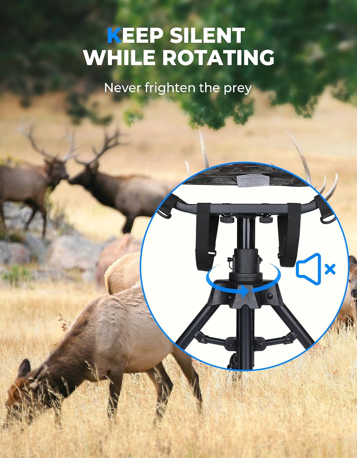 Detalle de KEMIMOTO B1702-00302CM Hunting Blind Chair, 360° Swivel, Camo