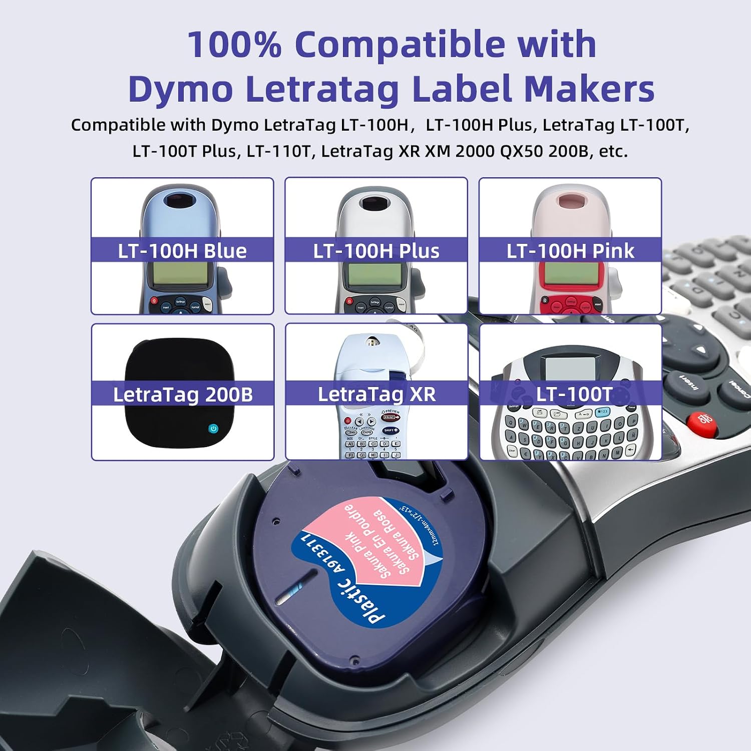 Detalle de Markurlife Etikettenband kompatibel mit DYMO LetraTag (12 mm x 4 m) – farbiges Plastikband im 6er-Set