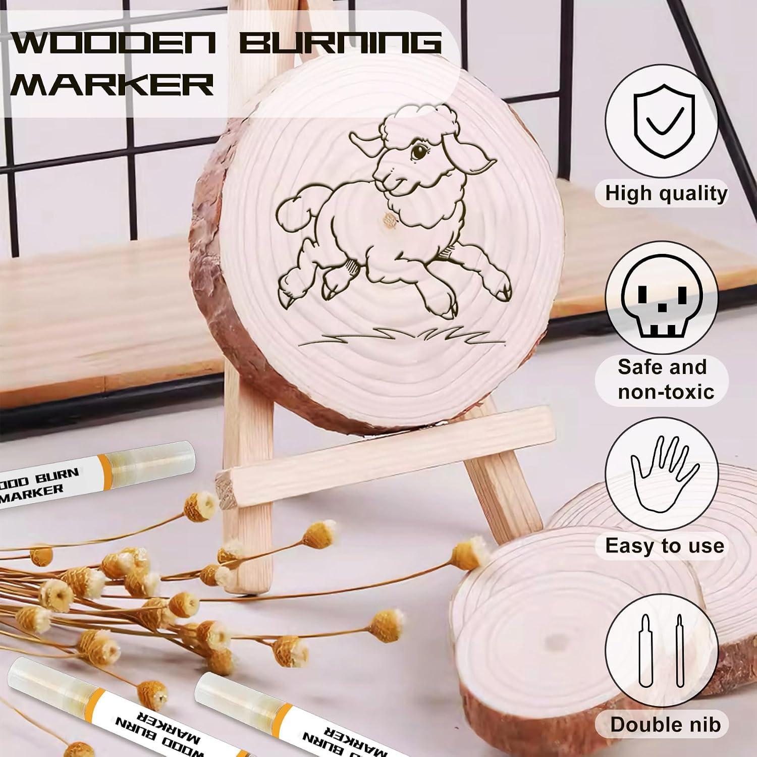 Detalle de kintsukuroi Wooden Burning Marker (2PCS) – double-sided wood burn pen for beginners’ DIY