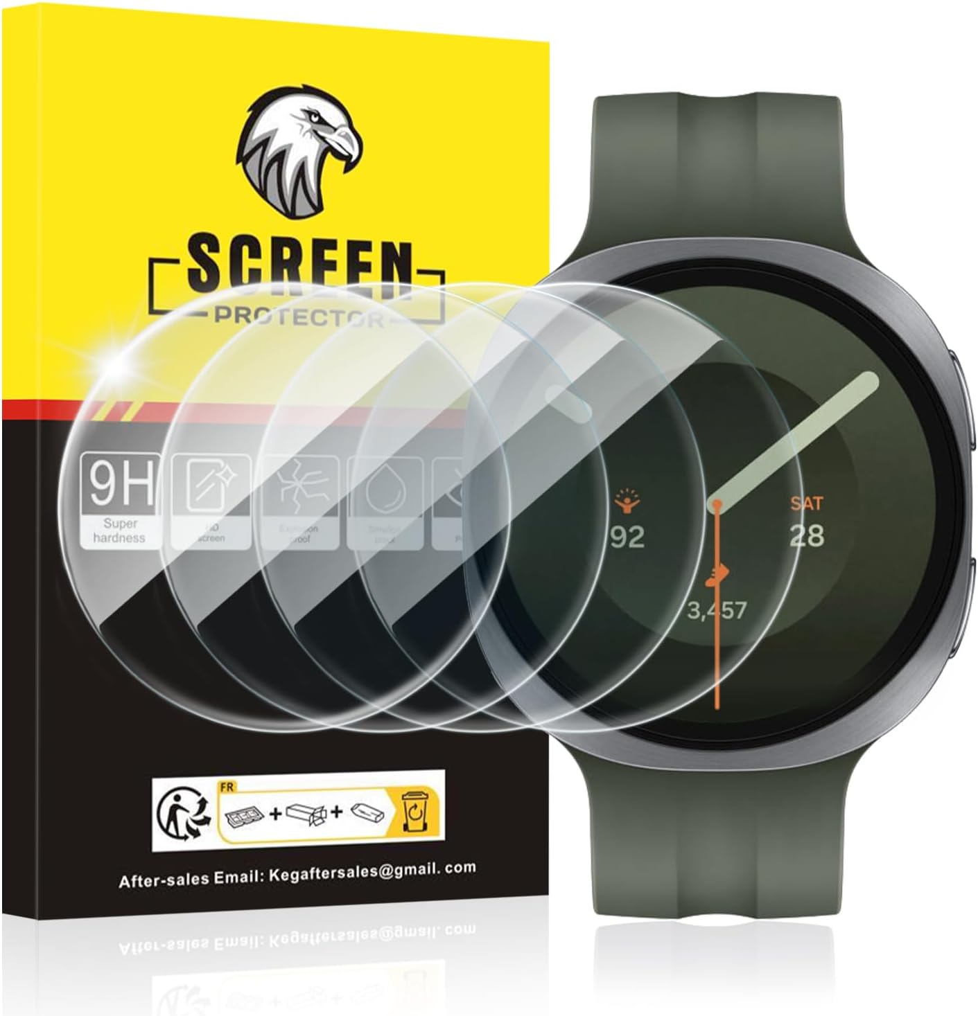 Detalle de SPGUARD Galaxy Watch 9/8 44mm Tempered Glass Screen Protector, 4-Pack
