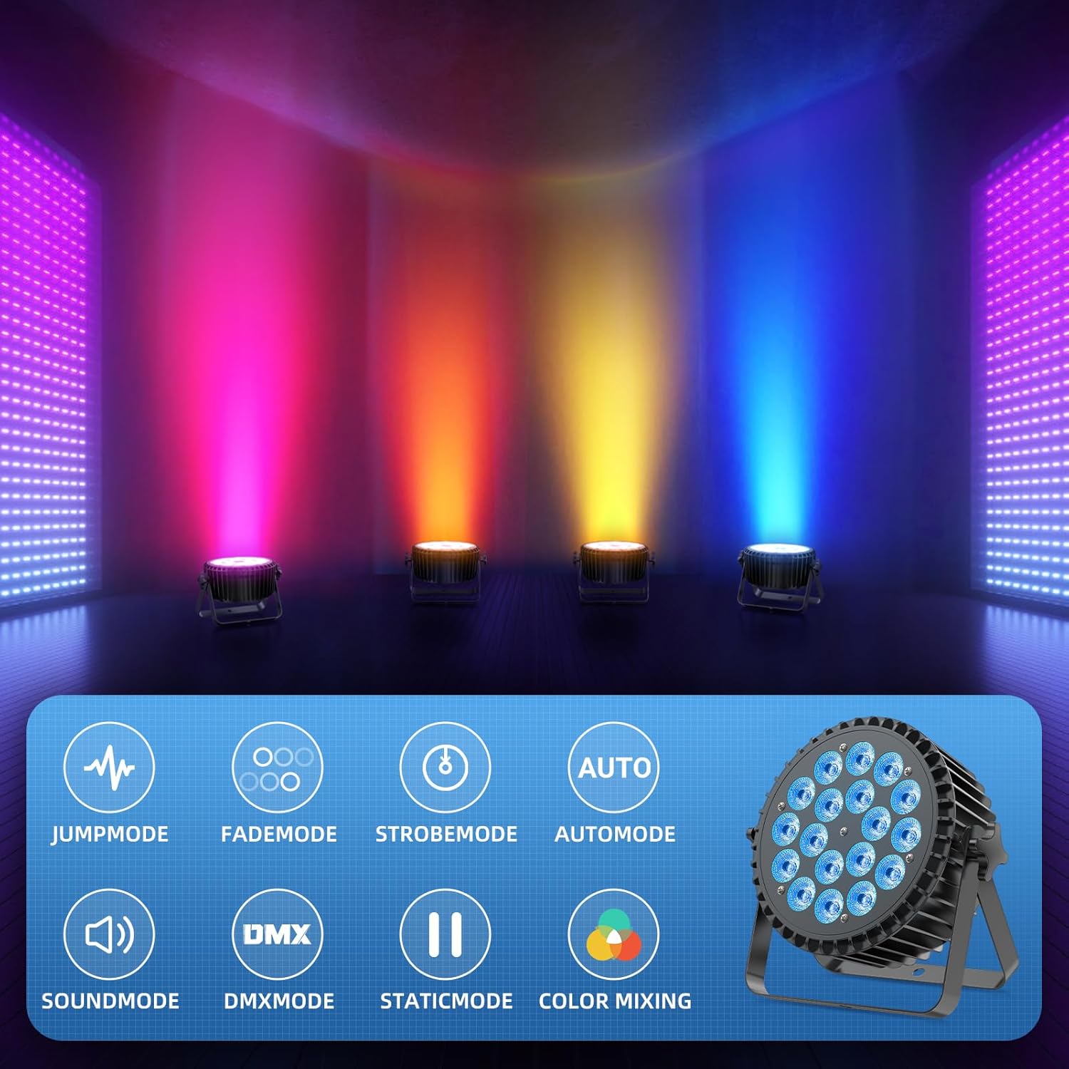 Thumbnail 2 de Ukfog RGBWA UV Focos Par LED 200W 🎉 Luces Escénicas Multifunción