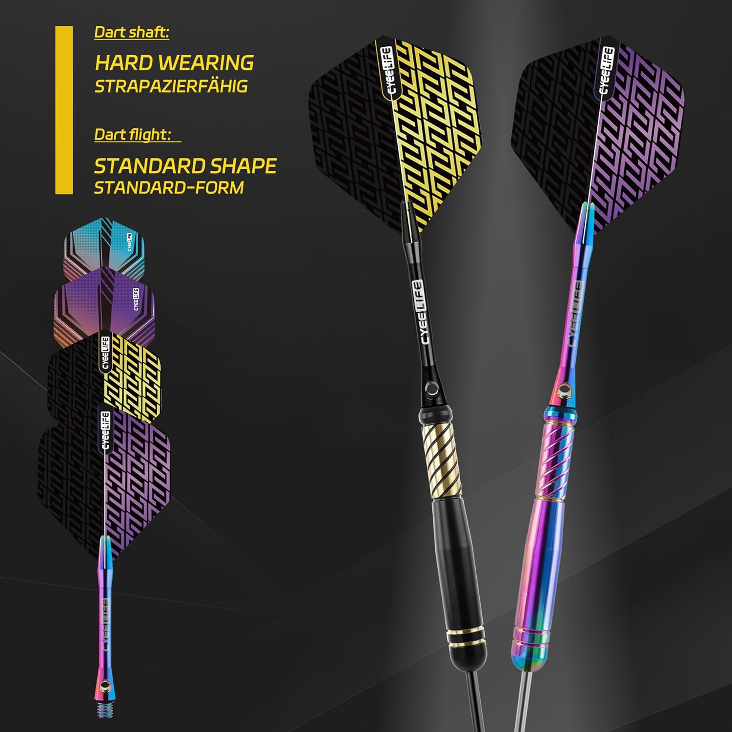 Thumbnail 5 de CyeeLife Profi Messing Stahl Dart Set 20 g