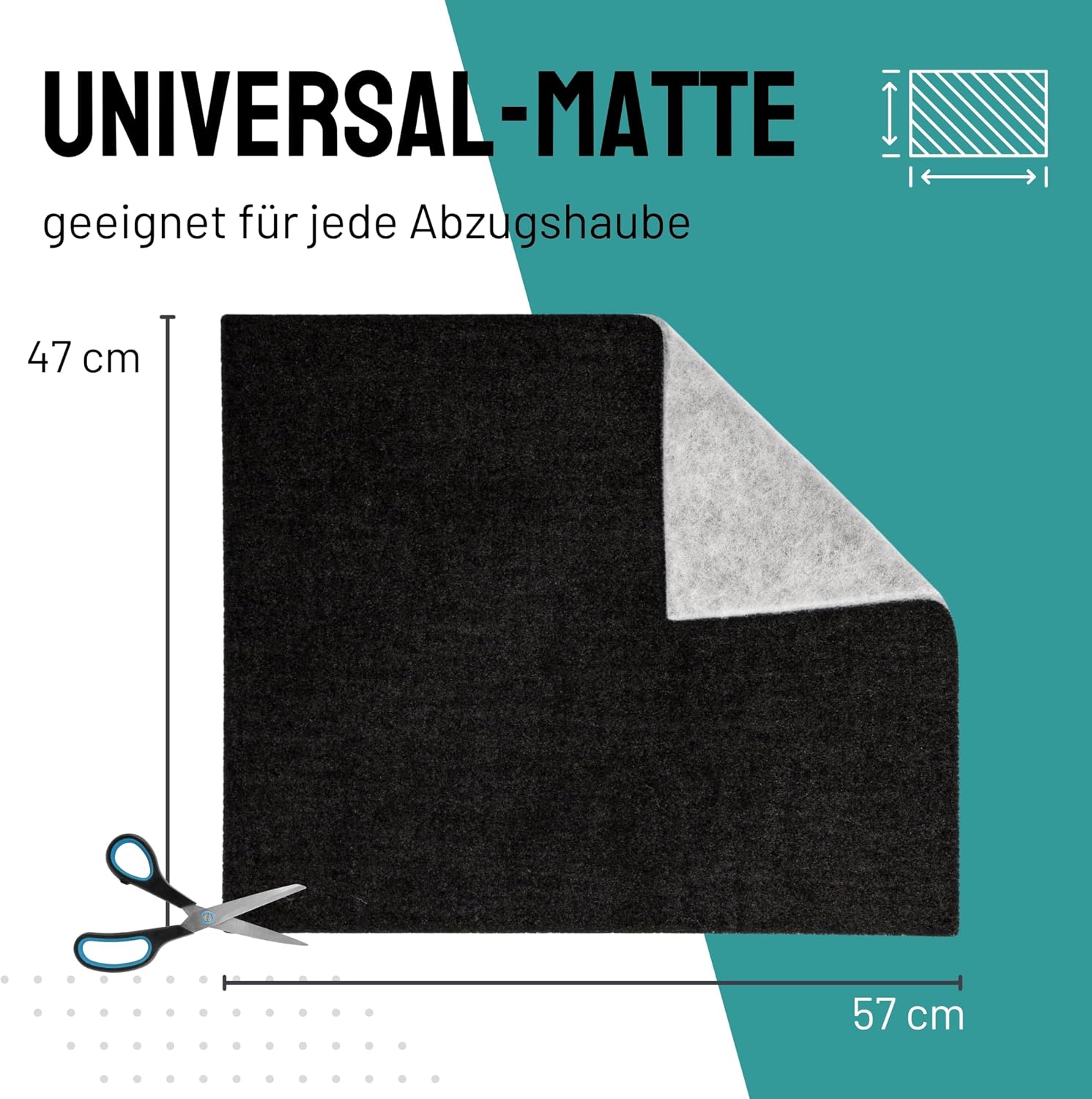 Detalle de FilterBase Universal Fettfilter Dunstabzugshaube (57x47 cm) – zuschneidbar, kompostierbar, 1er Pack