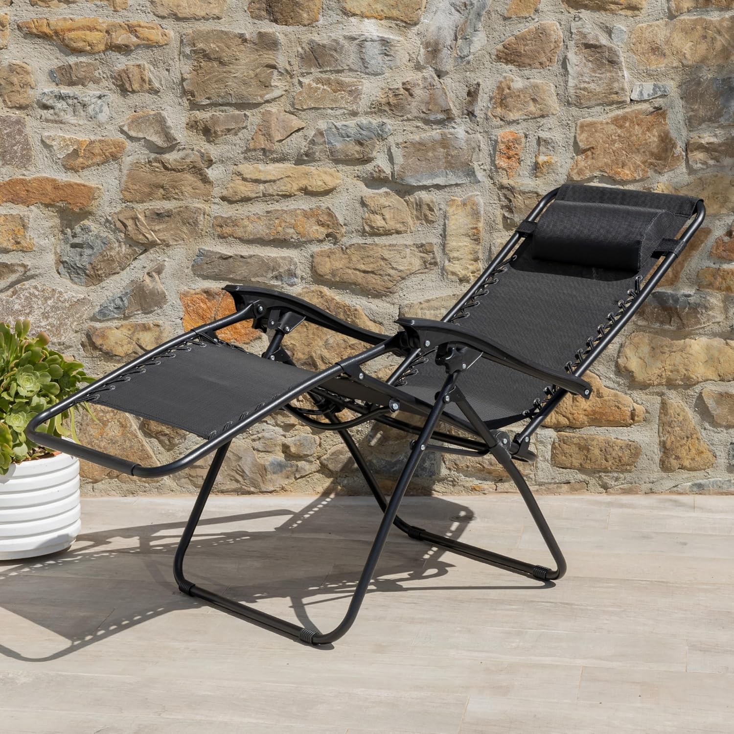 Thumbnail 3 de Baroni Home Sedia Sdraio Zero Gravity pieghevole da esterno 165x65x93 cm grigio