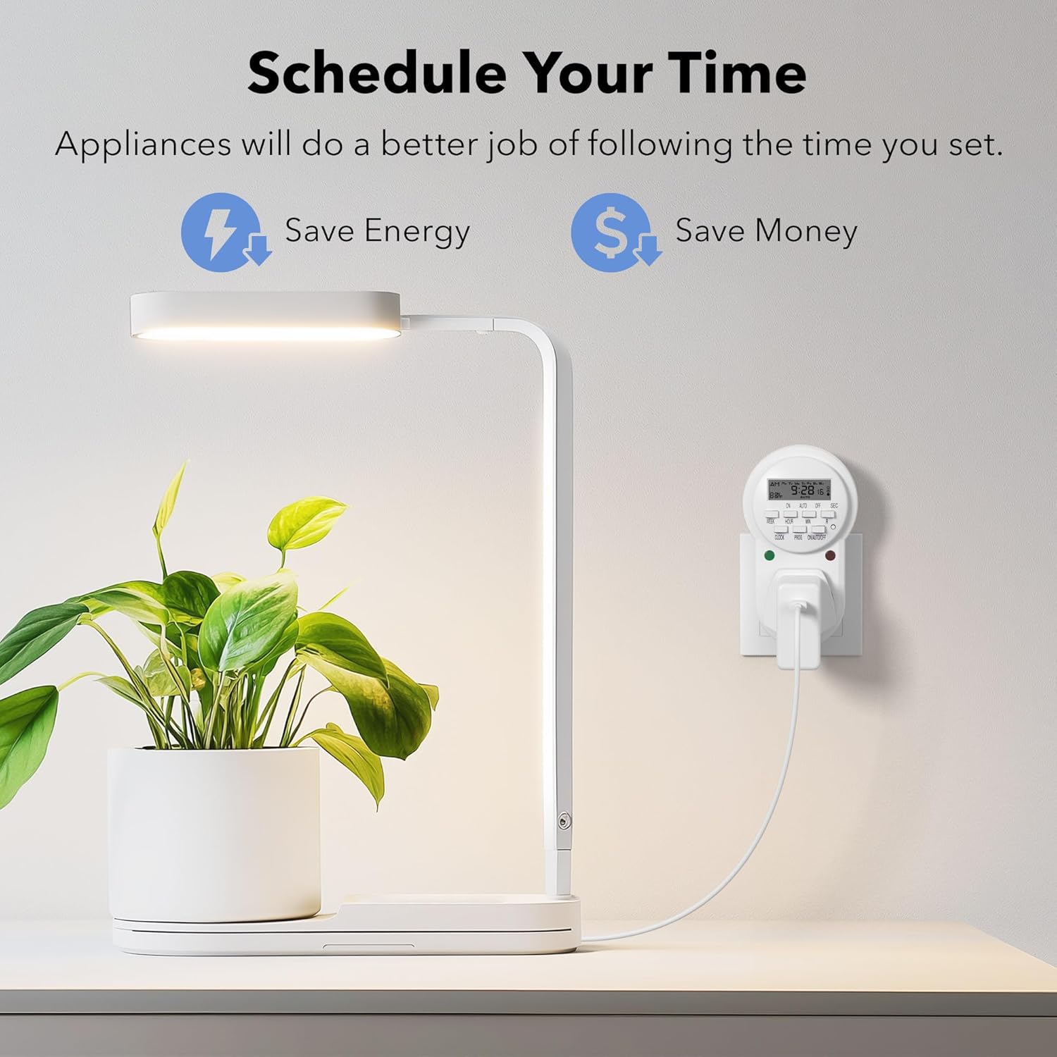 Thumbnail 4 de HBN Digital Programmable Plug-in Timer Socket (2 Pack) with 9 Programs, 24/7 Scheduling and Random Function