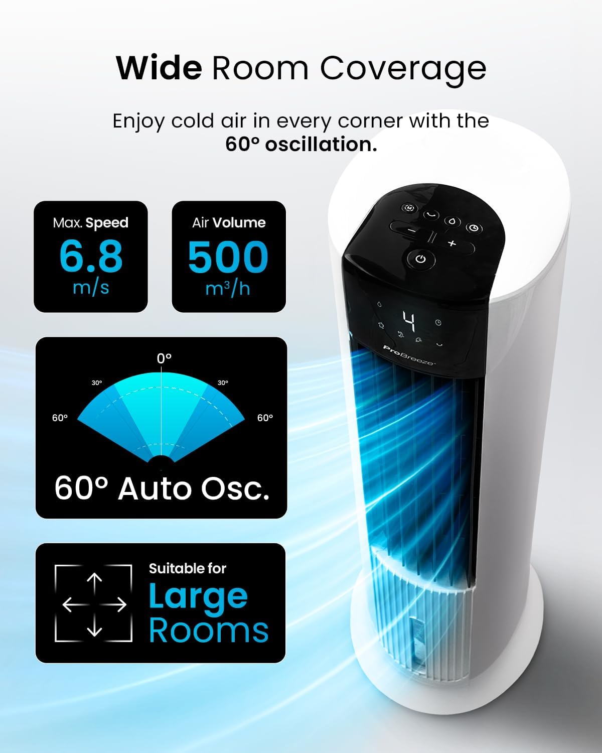 Thumbnail 3 de Pro Breeze 7L 4in1 Evaporative Air Cooler & 42" Portable Tower Fan