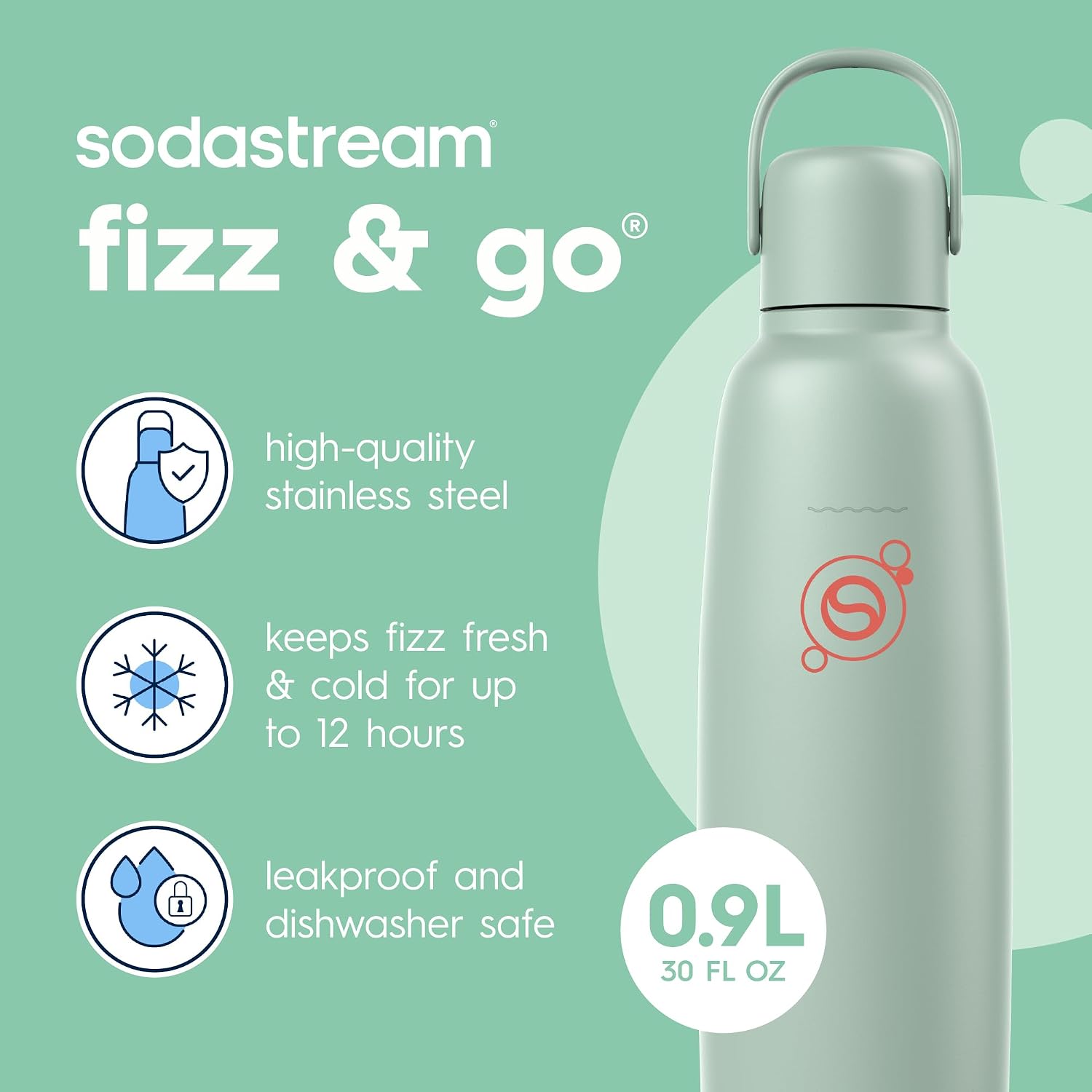 Detalle 2 de SodaStream carbonated water bottle, stainless steel