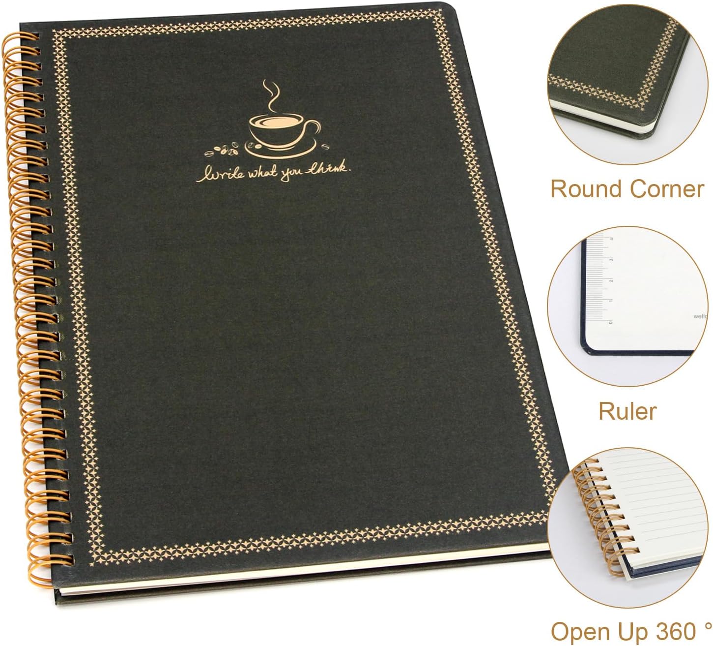 Detalle 2 de WETLOTE Fabric Spiral Notebook, 7.5 x 10.2 Inches, 160 Pages, 80g Paper