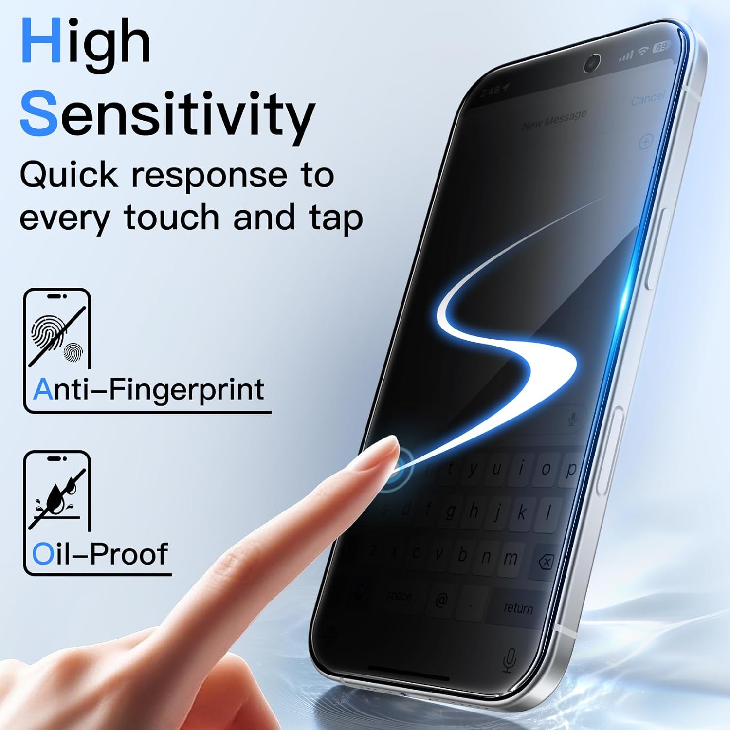 Thumbnail 5 de JETech Protection d’écran anti-espion en verre trempé 2,5D pour iPhone 16 Pro 6,3 pouces (lot de 2)