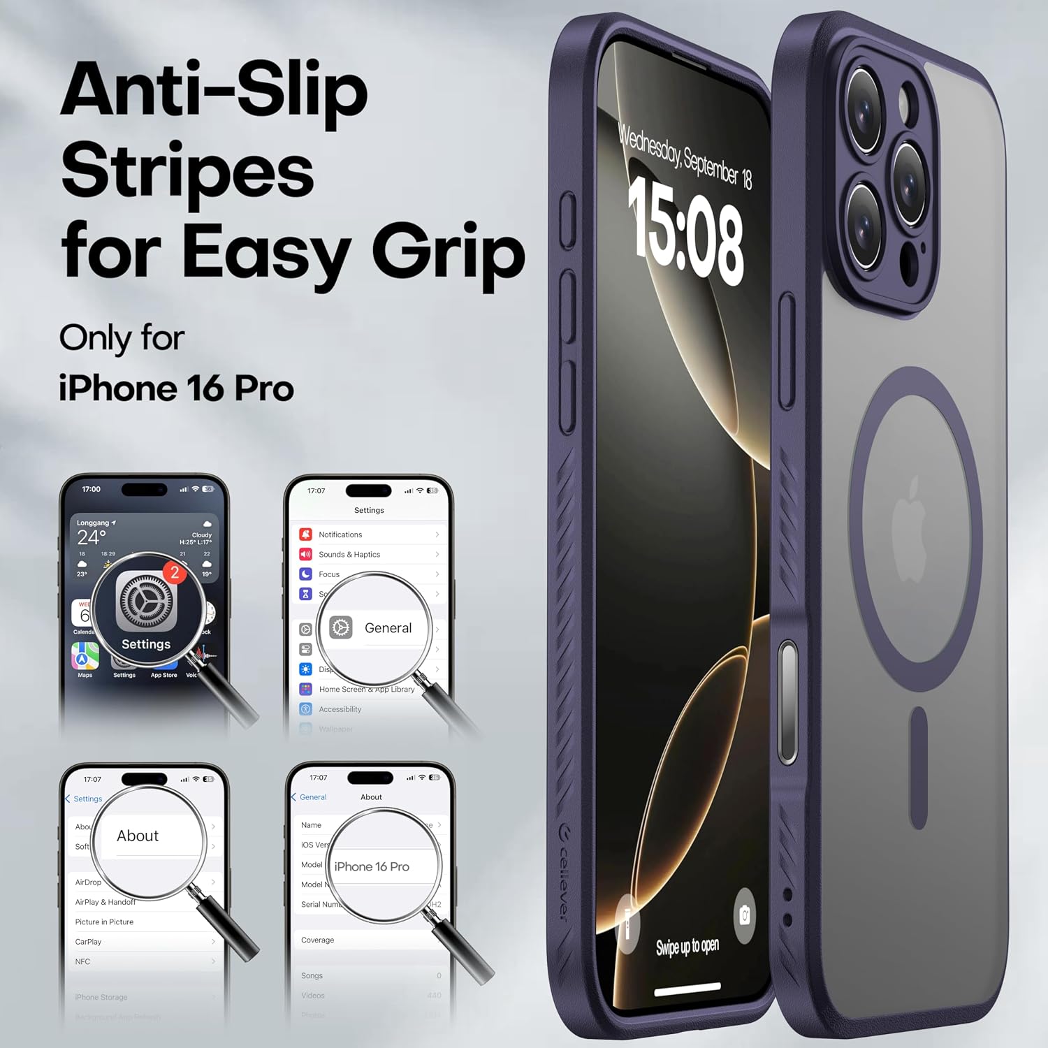 Detalle de CellEver Magnetic iPhone 16 Pro Case, Polycarbonate