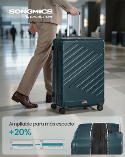 Detalle de SONGMICS TREVO RLP003C101, maleta rígida XL de ABS de 110 l con candado TSA