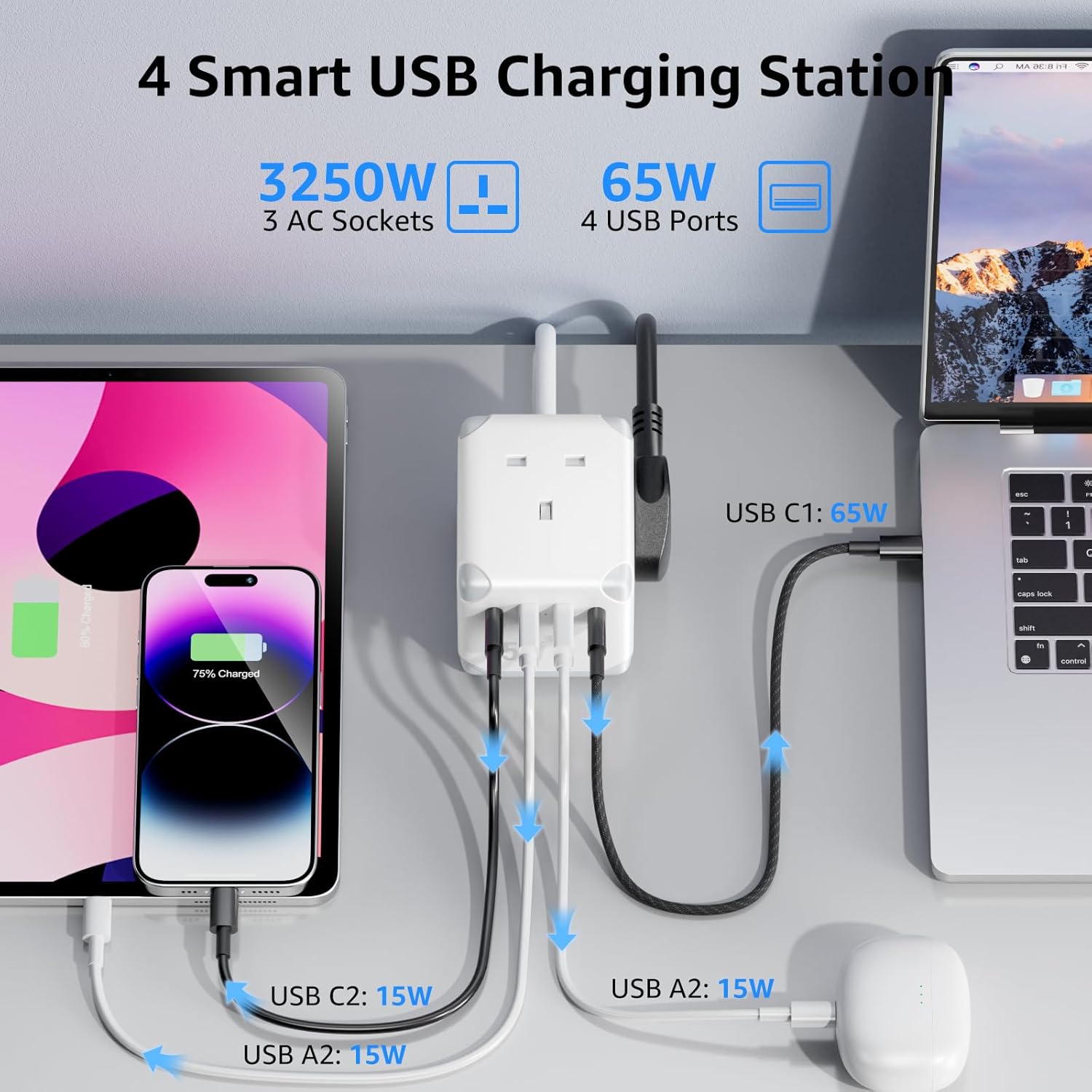 Thumbnail 3 de Cube Extension Lead with USB C PD65W