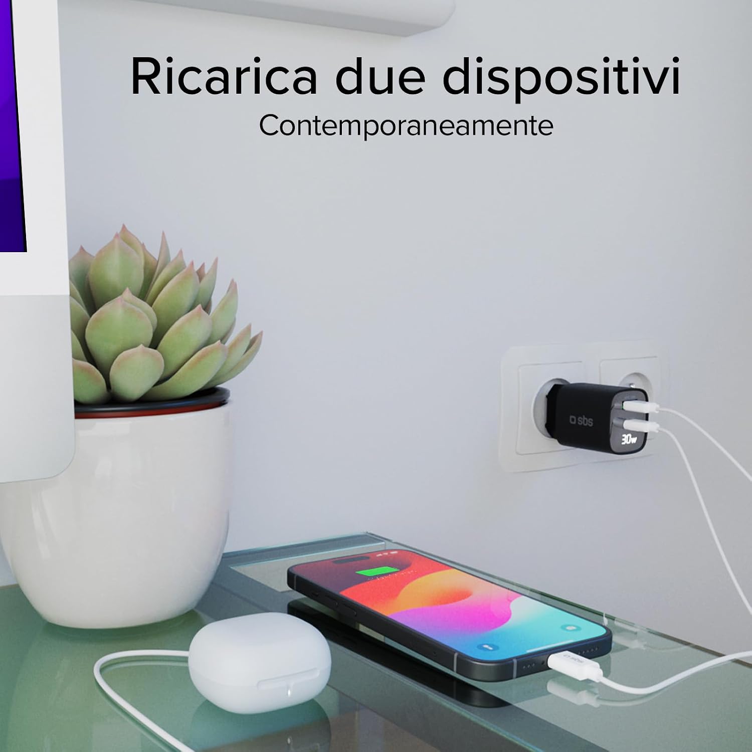Thumbnail 6 de SBS Alimentatore LCD USB-C 30W GaN PD