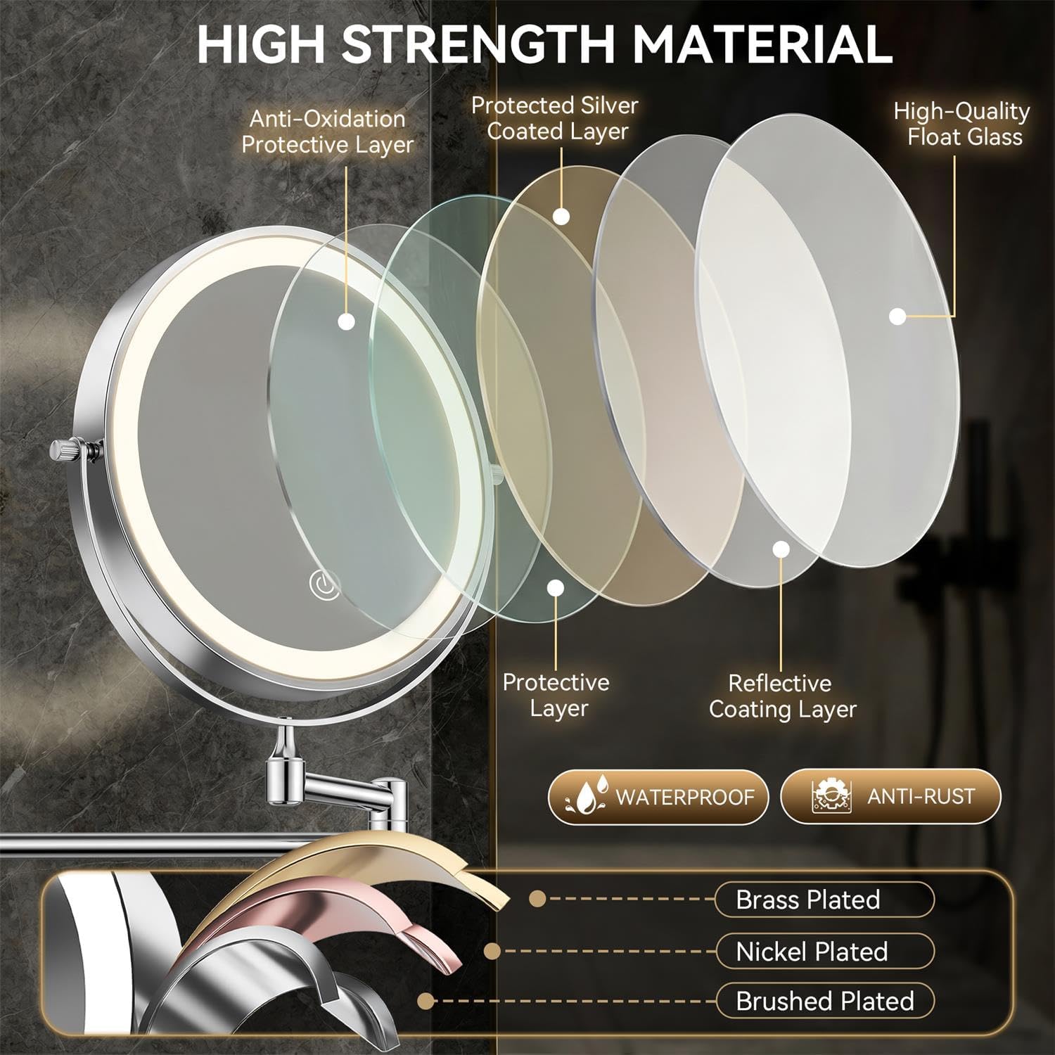Thumbnail 4 de Auxmir 8" Wall Makeup Mirror 3200mAh ๐