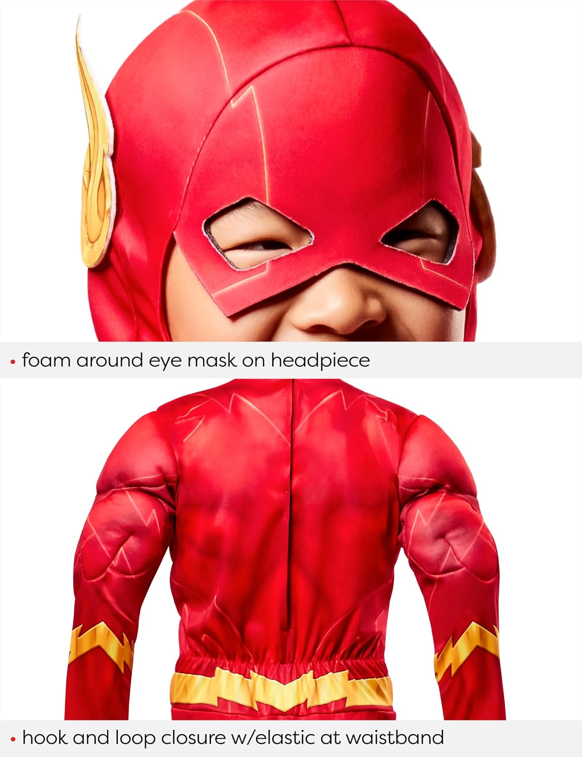 Detalle 2 de Rubies The Flash Costume for Kids, Boys’ Medium 7/8, Padded Jumpsuit