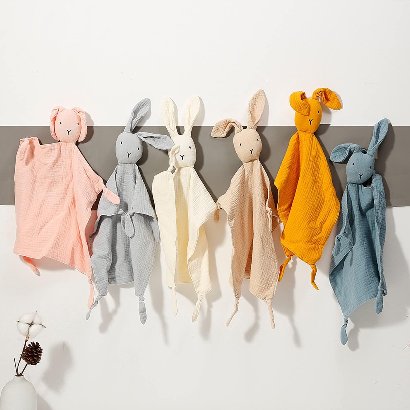 Thumbnail 6 de ZIGJOY Baby Comforter Blanket Muslin Cotton Bunny Lovey – 11x11in Khaki
