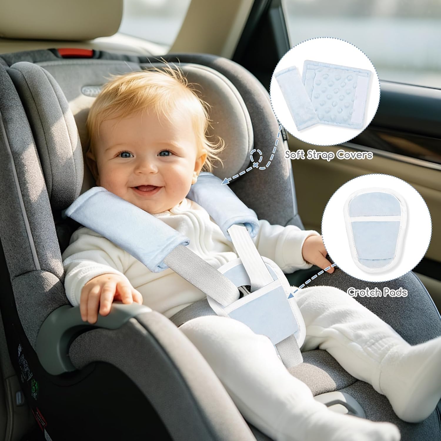 Detalle 2 de Hooyax Baby Car Seat Strap Pads, 3-Piece Set