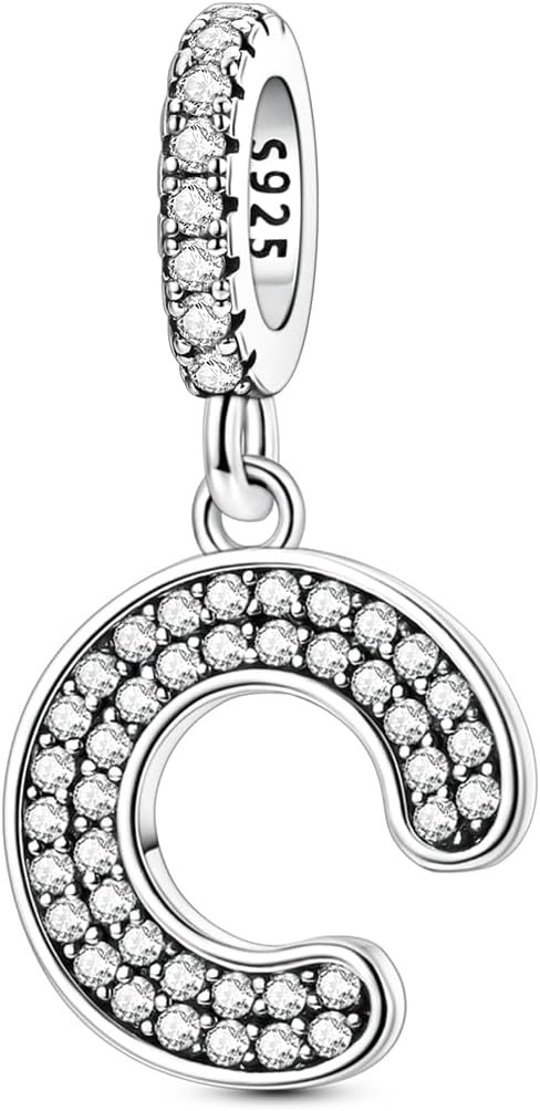 Detalle de QIKAOLA S925 Sterling Silber A-Z Buchstaben Charms – Pandora-kompatible Alphabet Anhänger aus 925er Silber