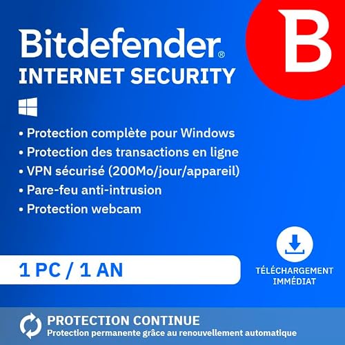 Detalle de Bitdefender Internet Security 2026 — 1 Appareil, 1 An (Activation par email)