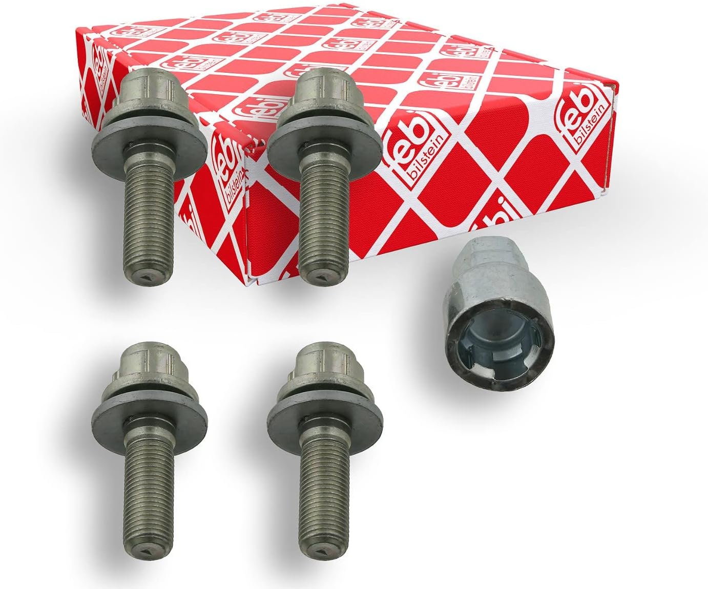 Detalle de Febi bilstein 27053 Boulon de Roue – visserie chromée M12 x 1,25, filetage 34 mm, tête plate