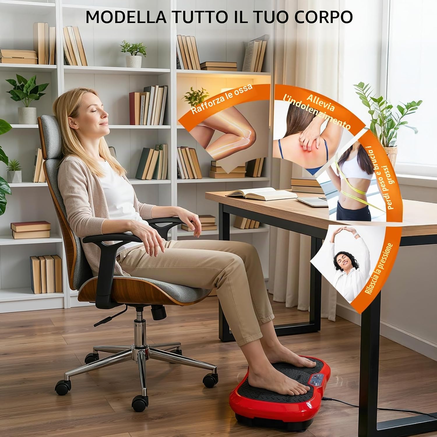 Detalle de TLGREEN Piastra vibrante con motore ultra silenzioso, 120 livelli + 10 programmi di allenamento, telecomando incluso