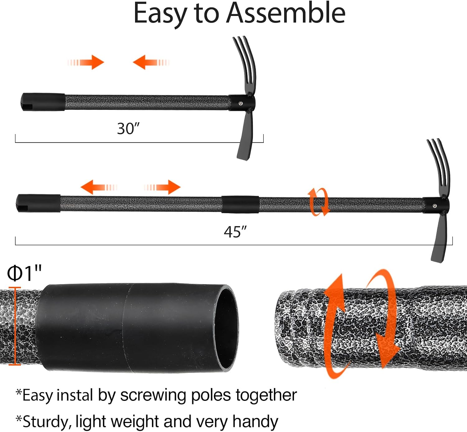 Detalle de Garden Hoe and Cultivator Set, 45-inch Adjustable Handle